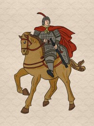 古代英雄人物扁平插画霍去病将军打仗