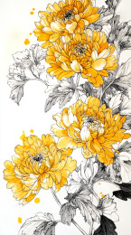 菊花插图插画手绘插图菊图案