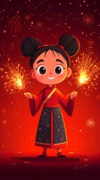 欣赏街道挂满了五彩缤纷的花灯