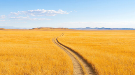 广袤草原上的乡间小路