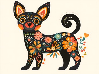 生肖狗民族风精美插画