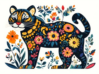 生肖虎民族风精美插画