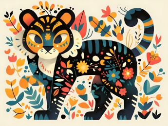 生肖虎民族风精美插画