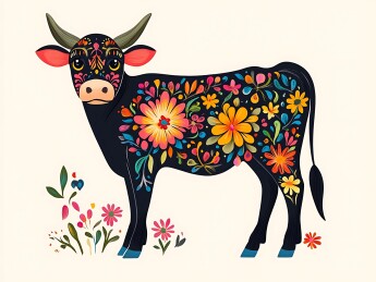 生肖牛民族风精美插画