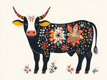 生肖牛民族风精美插画