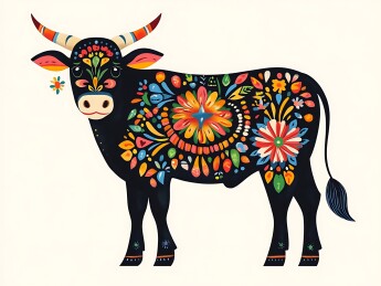 生肖牛民族风精美插画