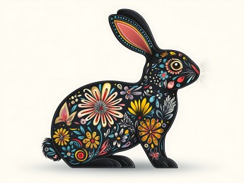 生肖兔民族风精美插画
