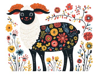 生肖羊民族风精美插画