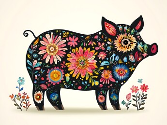 生肖猪民族风精美插画