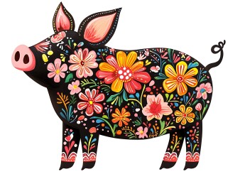 生肖猪民族风精美插画