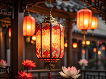 新年春节中式红灯笼场景