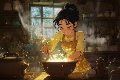母亲在厨房做饭