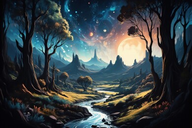 神秘森林与星空
