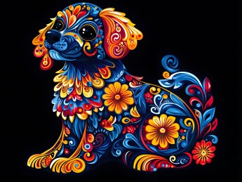 生肖狗民族风精美插画