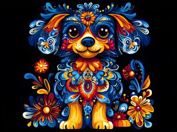 生肖狗民族风精美插画