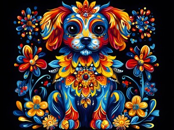 生肖狗民族风精美插画