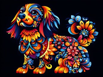生肖狗民族风精美插画