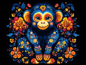 生肖猴民族风精美插画