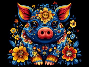 生肖猪民族风精美插画