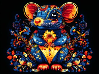 生肖鼠民族风精美插画