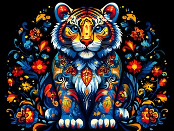 生肖虎民族风精美插画