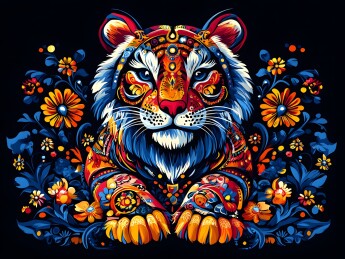 生肖虎民族风精美插画