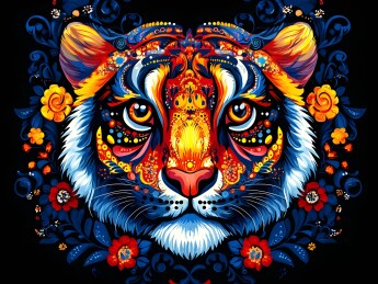 生肖虎民族风精美插画