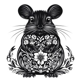 生肖鼠黑白剪纸画