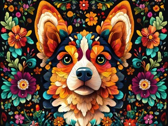 创意生肖狗民族插画