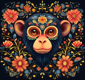 生肖猴民族风精美插画