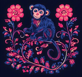 生肖猴民族风精美插画