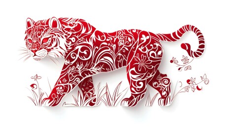 生肖虎立体剪纸画