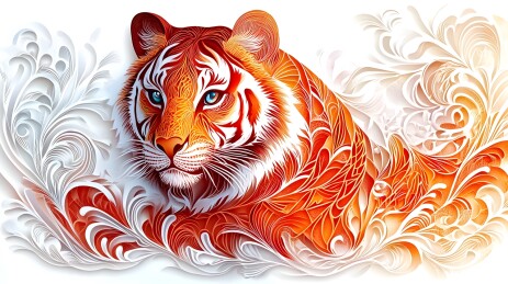 生肖虎立体剪纸画