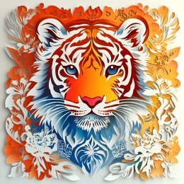 生肖虎立体剪纸画