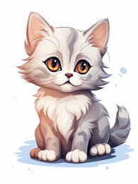 灰色小猫咪小动物卡通形象插画