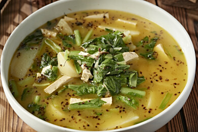 土豆豆腐炖小白菜胡麻花