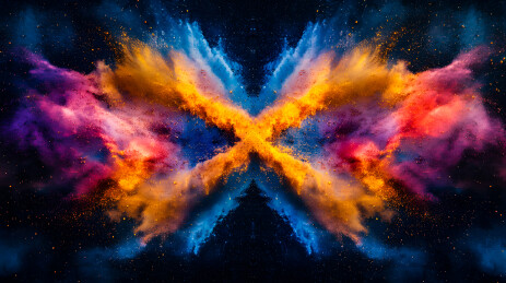 粉末彩色粒子喷溅唯美壁纸场景