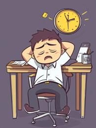 一个因加班而疲惫不堪的角色