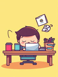 一个因加班而疲惫不堪的角色人物