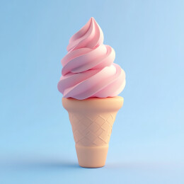 粉红色甜蜜卡通3D冰淇淋雪糕插画