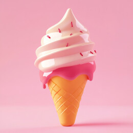 粉红色甜蜜卡通3D冰淇淋雪糕插画