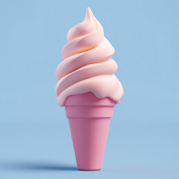 粉红色甜蜜卡通3D冰淇淋雪糕插画