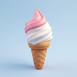 粉红色甜蜜卡通3D冰淇淋雪糕插画