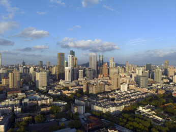 中国江苏南京新街口航拍城市建筑风光