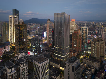 中国江苏南京金陵中环航拍城市建筑风光夜景