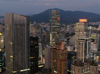 中国江苏南京新街口航拍城市建筑风光夜景