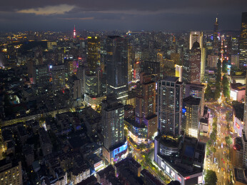 中国江苏南京金陵中环航拍城市建筑风光夜景