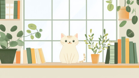 坐在窗台的小猫