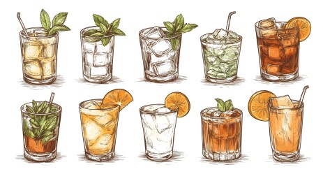 色彩鲜艳的鸡尾酒