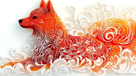 生肖狗立体剪纸画